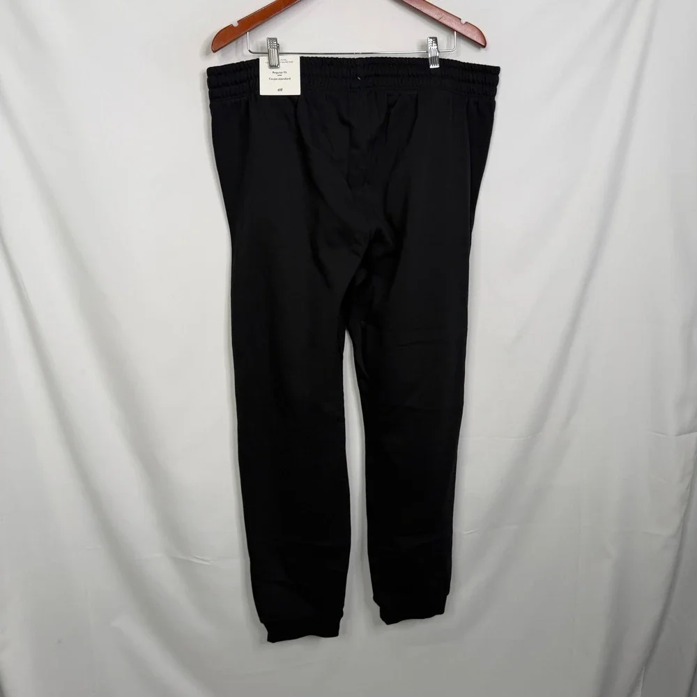 HM Regular Fit Joggers Mens XXL Black Fleece Sweatpants New With Tags